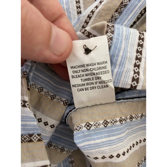 Cody James Mens Western Pearl Snap Shirt Blue and Tan Striped Cowboy Size XXL - Picture 13 of 13